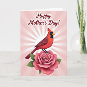 Carte de la fête des mères Red Bird Rose