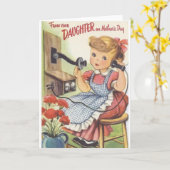 Carte de la Fête des Mères Retro de la fille (Fleur jaune)