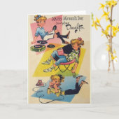 Carte de la Fête des Mères Retro de la fille (Fleur jaune)