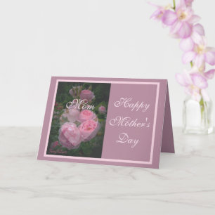 Carte de la fête des mères Rose rose et Cœur