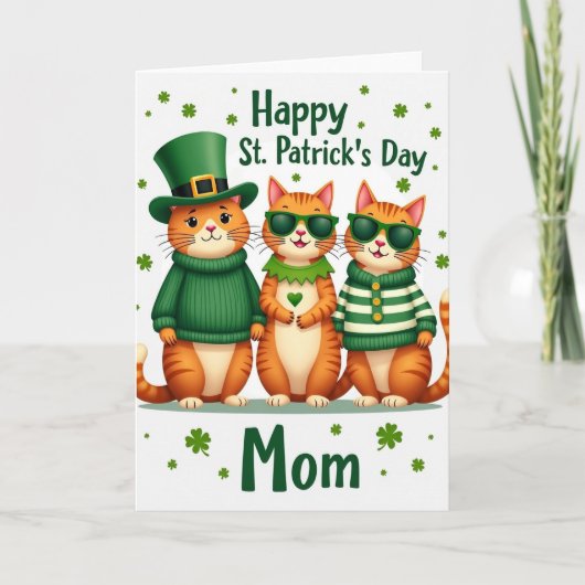 Carte de la fête des mères Saint-Patrick pour chat (Devant)