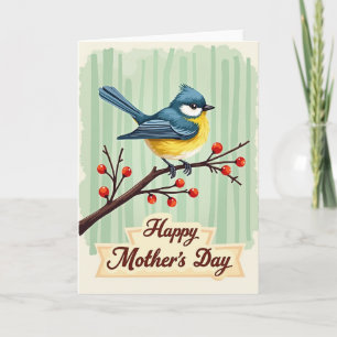 Carte de la fête des mères stylisée pour oiseau ch