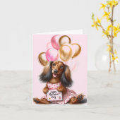 Carte de la fête des mères teckel à longs poils (Fleur jaune)