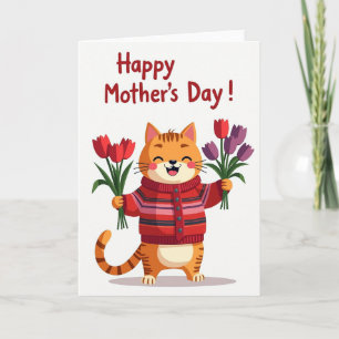 Carte de la fête des mères Tulipe Féline