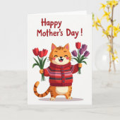 Carte de la fête des mères Tulipe Féline (Fleur jaune)