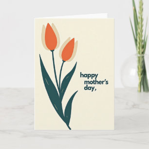 Carte de la Fête des Mères Tulipe Orange Brûlée