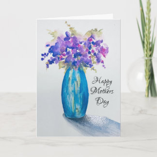 Carte de la fête des mères Vase de Violettes