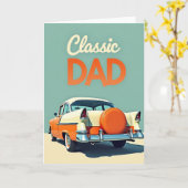 Carte de la Fête des Papas Rétro Auto (Fleur jaune)