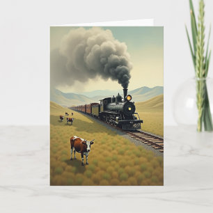 Carte de la Fête des Pères à locomotive florale