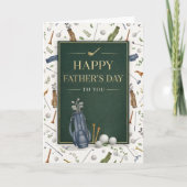 Carte de la Fête des Pères à thème golf bleu vert (Devant)