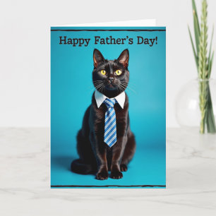 Carte de la Fête des Pères au chat azur