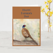 Carte de la fête des pères au faisan à l'aquarelle (Fleur jaune)