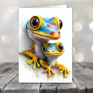 Carte de la Fête des Pères aux geckos colorés