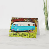 Carte de la fête des pères avec ancienne caravane (Devant)