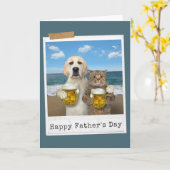 Carte de la fête des pères avec bière et un ami (Fleur jaune)