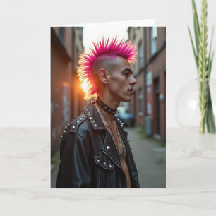 Carte de la Fête des Pères avec cheveux magenta