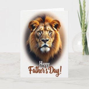 Carte de la Fête des Pères avec Portrait de Lion