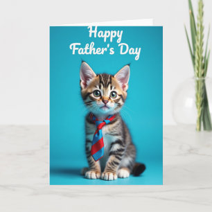 Carte de la Fête des Pères avec un Chaton Rayé