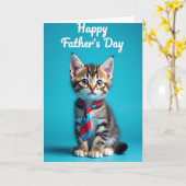 Carte de la Fête des Pères avec un Chaton Rayé (Fleur jaune)