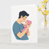 Carte de la Fête des Pères avec un tendre baiser (Fleur jaune)