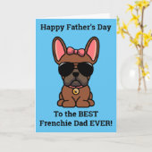 Carte de la Fête des Pères Bouledogue Français fem (Fleur jaune)