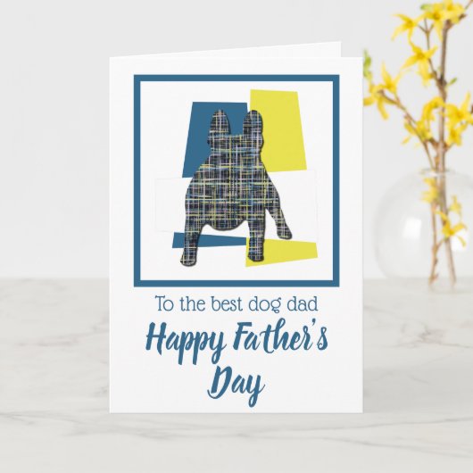 Carte de la fête des pères Bouledogue français tri (Fleur jaune)