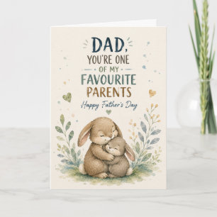 Carte de la Fête des Pères Bunny aquarelle mignonn