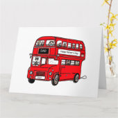 Carte de la Fête des Pères Bus Double Decker Rouge (Fleur jaune)