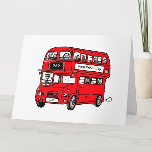 Carte de la Fête des Pères Bus Double Decker Rouge (Devant)