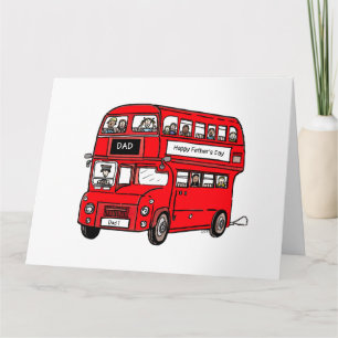 Carte de la Fête des Pères Bus Double Decker Rouge
