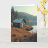 Carte de la Fête des Pères Cabane Rustique (Fleur jaune)