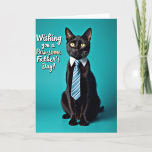 Carte de la Fête des Pères Chat Intelligent