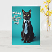 Carte de la Fête des Pères Chat Intelligent (Fleur jaune)