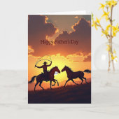 Carte de la Fête des Pères Cowboy Scene (Fleur jaune)