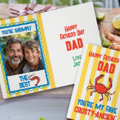 Carte de la Fête des Pères Crabe Drôle Rayure Jaun