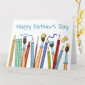 Carte de la Fête des Pères Crayons et Pinceaux (Fleur jaune)