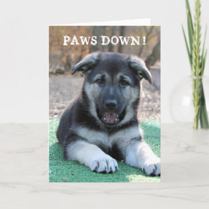 Carte de la fête des pères Cute Puppy Paws Down