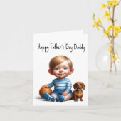 Carte de la fête des pères Dachshund Daddy (Fleur jaune)