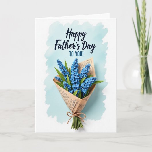 Carte de la Fête des Pères Fleur Bleue Douce (Devant)