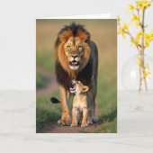 Carte de la Fête des Pères Guardian Lion (Fleur jaune)