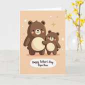 Carte de la Fête des Pères Ours Brun Chaud (Fleur jaune)