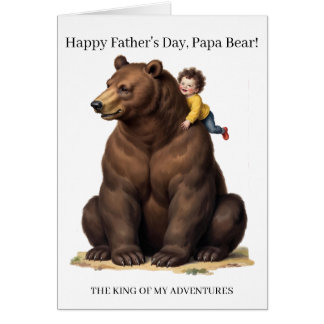 Carte de la fête des pères Papa Ours Roi de mes Av