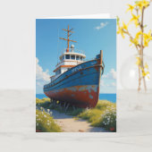 Carte de la Fête des Pères pour bateau côtier (Fleur jaune)