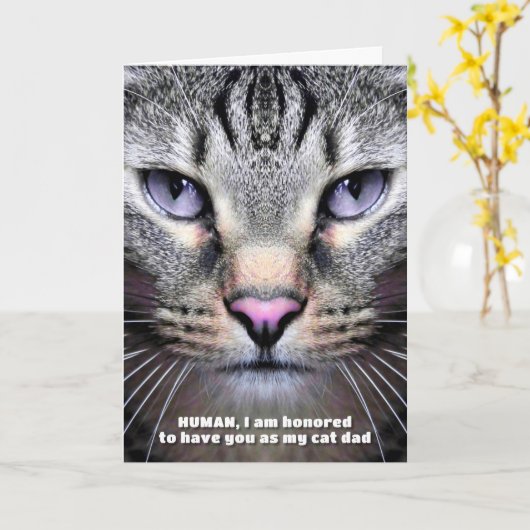 Carte de la Fête des Pères pour papa chat (Fleur jaune)