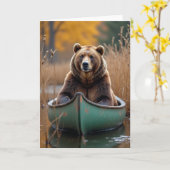 Carte de la Fête des Pères Rustique Ours (Fleur jaune)