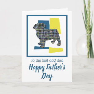 Carte de la fête des pères silhouette de chien Pug