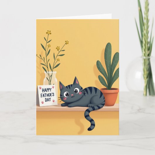 Carte de la Fête des Pères Slate Cat (Devant)