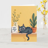 Carte de la Fête des Pères Slate Cat (Fleur jaune)