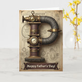 Carte de la Fête des Pères Steampunk (Fleur jaune)