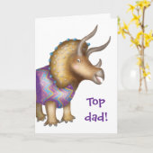Carte de la fête des pères 'Top Papa' dinosaure Tr (Fleur jaune)